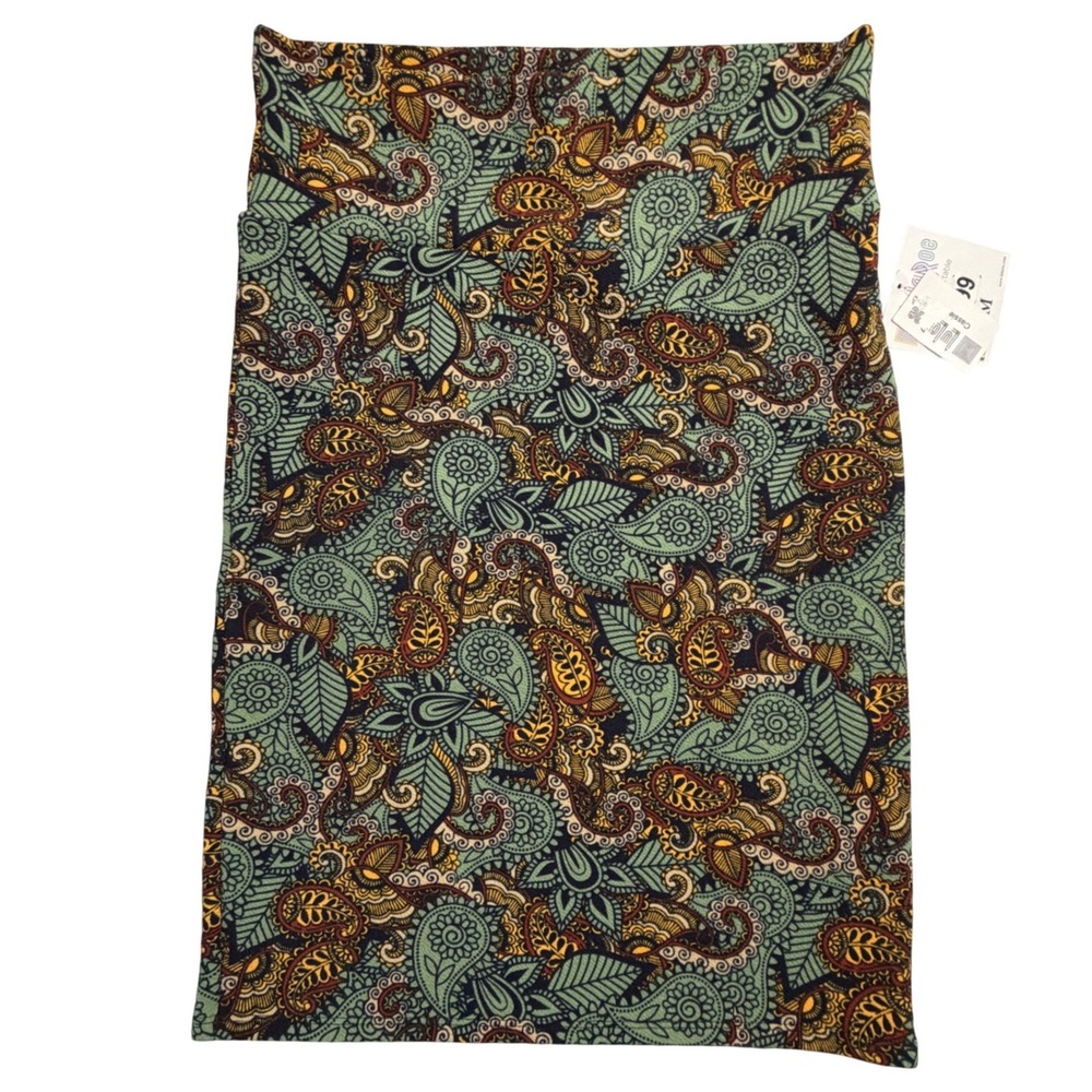 Cassie Pencil Skirt Womens Medium Green Gold Paisley Stretch Knit NWT Workwear